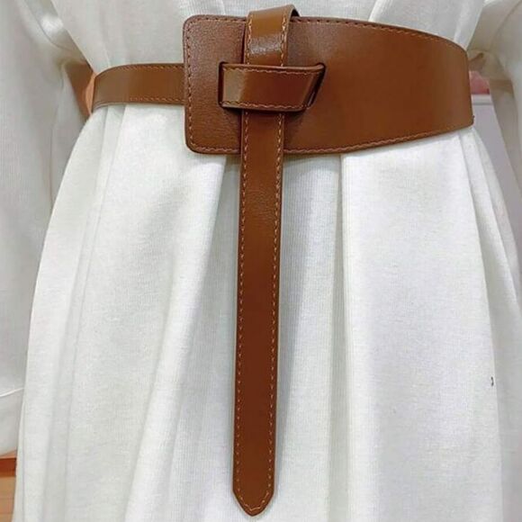 Faux Leather Tie Waist Belt For Women Vintage Knot Belt No Buckle Belt Tie - Picture 8 of 10